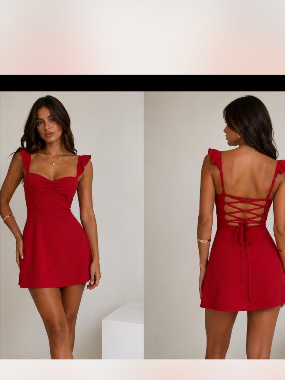 Princess PollyRed Lace-Up Back Mini Dress size 2